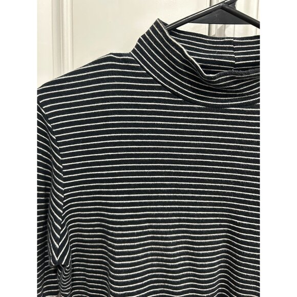 Liz Claiborne Striped Turtleneck Long Sleeve Top Black White Sz Small Knit Chic - Picture 4 of 9